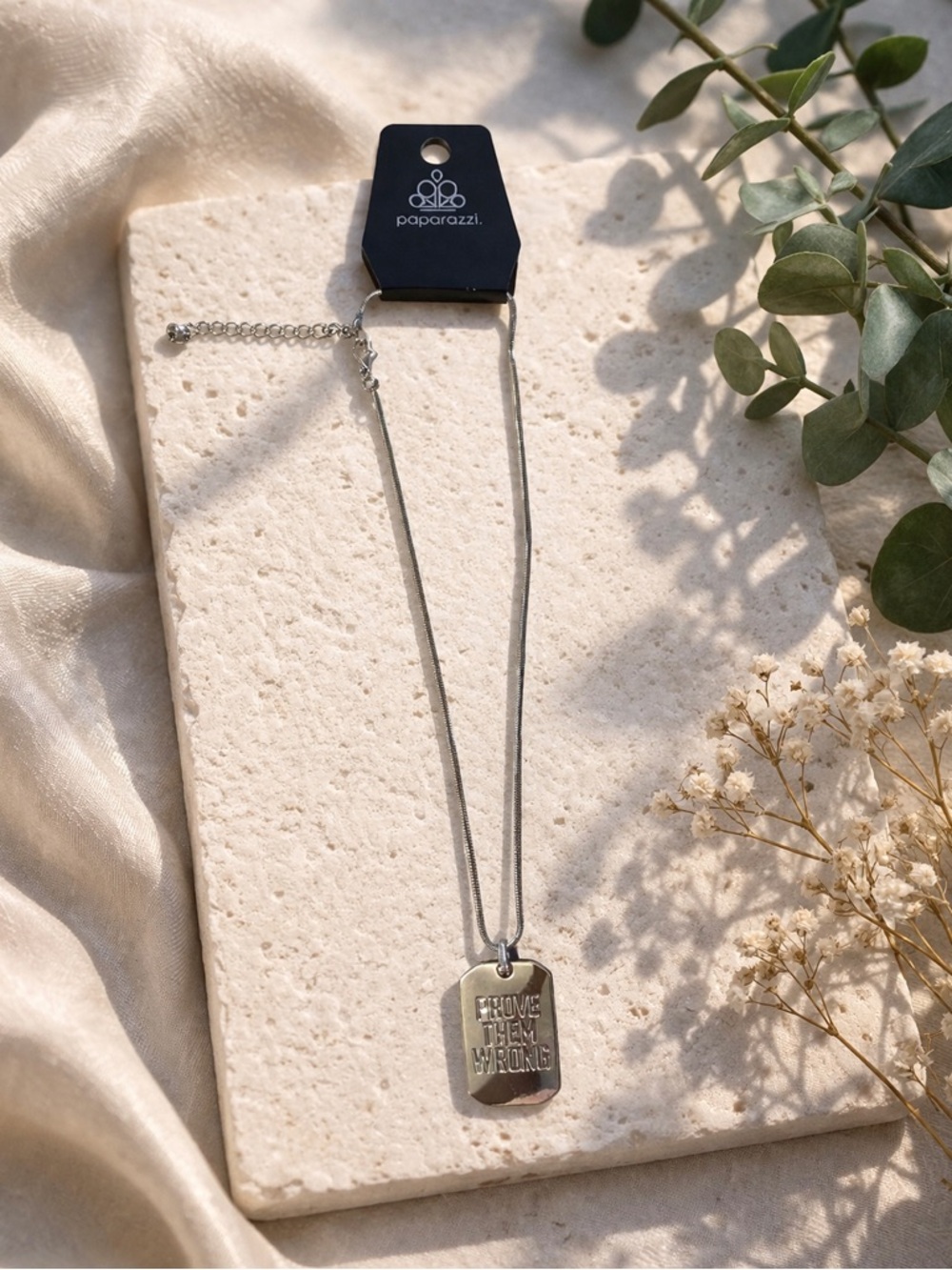 Paparazzi Silver Motivational Dog Tag Necklace